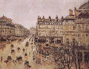 Camille Pissarro rain in the French Theater Square oil